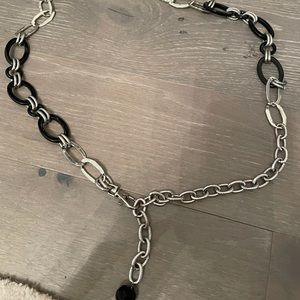 Chain link belt silver black sparkle crystal small